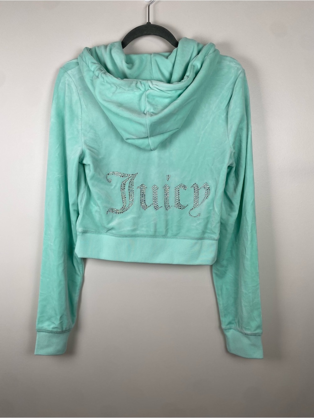 Juicy Couture Mint Velour Rhinestone Logo Zip Up Medium